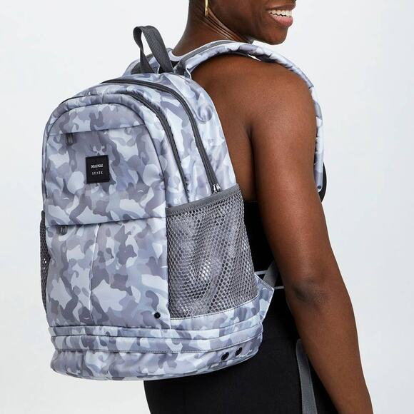SOULCYCLE X STATE Exclusive Lennox Large Backpack Gray White Camo Skulls - Picture 1 of 16
